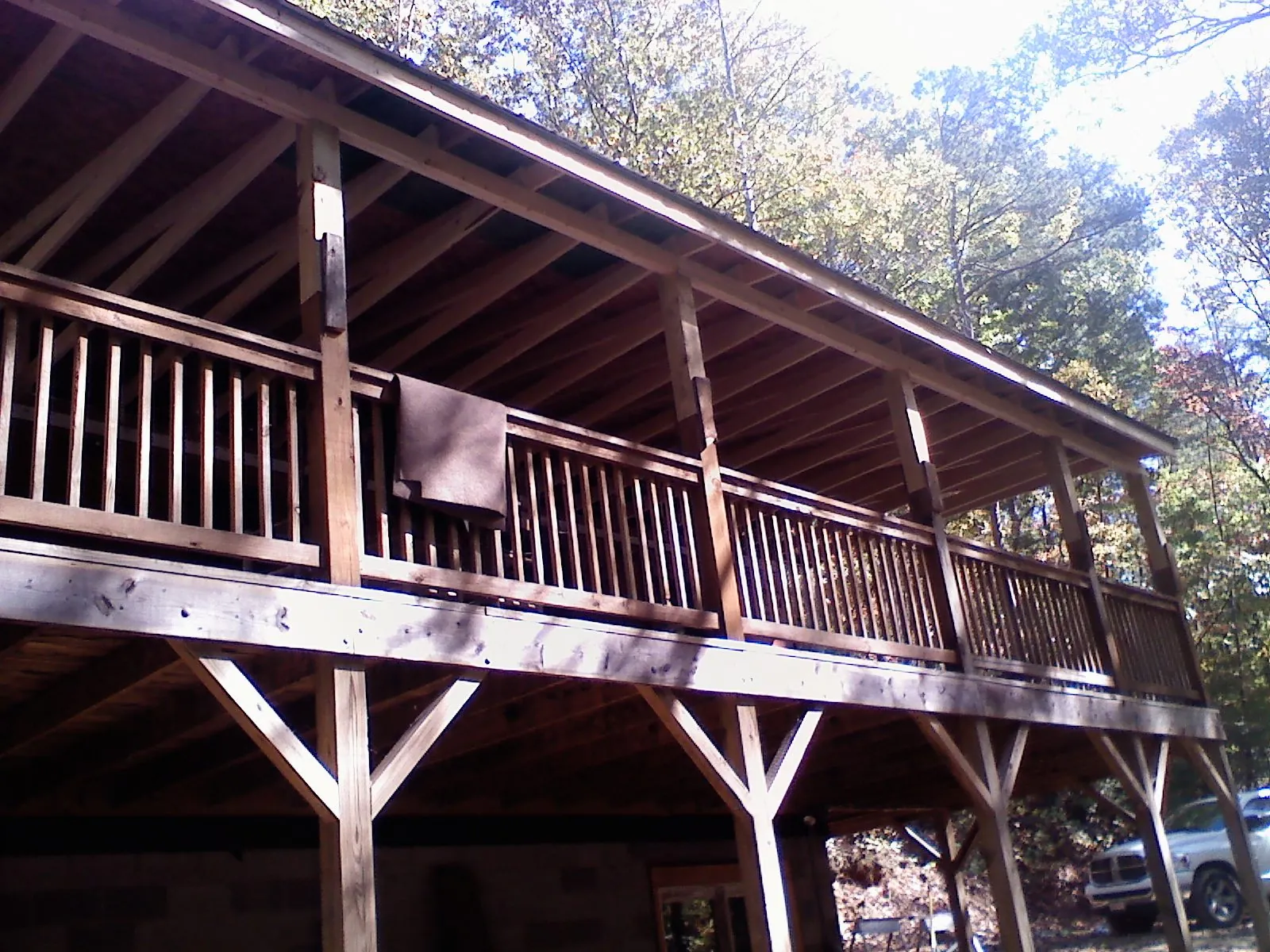 Timber framing under a new elevated porch and deck — Roof Leak Repair in Sparland by Roofing Brothers