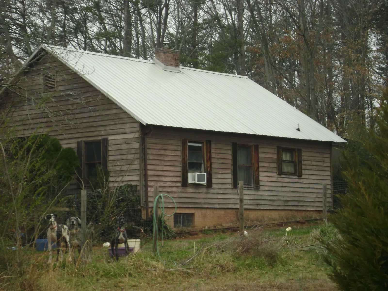 White metal roof on an old wood sided farmhouse, from a Asphalt Shingle Roof Repair job in Sparland